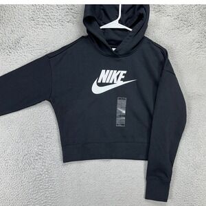 Nike‎ Unisex Kids Hoodie Sweatshirt XL Black Spell Out Pullover Swoosh Youth NEW